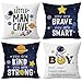 Yuzi-n Outer Space Pillow Covers Planet Astronaut Space Pillow Cases Decor for Nursery Kids Bedroom Playroom Classroom, 18 x 18 Inch Set of 4 (White Blue-Boy)
