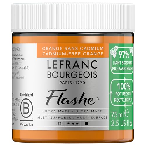Lefranc & Bourgeois Vinilico Extra-Fine Flashe Bio - Barattolo in plastica riciclata 75ml, Arancione Senza Cadmio