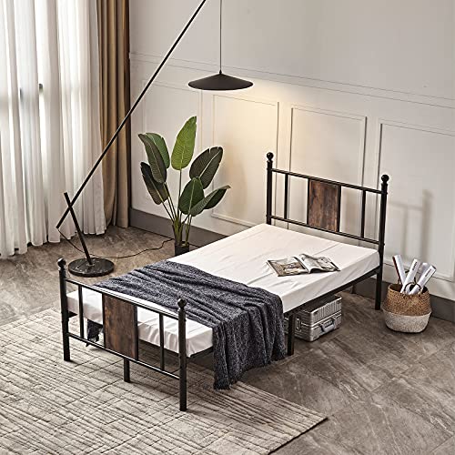 Hilero Twin Bed Frame With Headboard And Footboard, Metal Bed Frame Twin Size, Heavy Duty Platform Mattress Base Support No Box Spring Needed, Black #TOP1