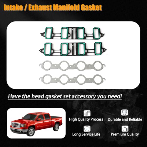 Image of AUCERAMIC HS26192PT-5 Cylinder Head Gasket Set Compatible with 2008-2020 GMC Savana 2500 3500 4500 Chevy Express 2500 3500 4500 Suburban 2500 3500 HD 6.0L 12589227