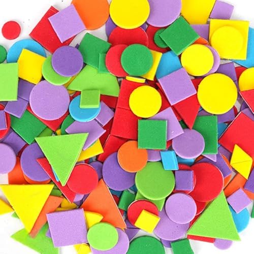 YUVKIN 300 Stück Selbstklebend Moosgummi Geometrie-Reihe Sticker, Fördert Kreativität & Feinmotorik, Ideal für Scrapbooking, DIY, Schulprojekte, Lernspiele (Bunt)