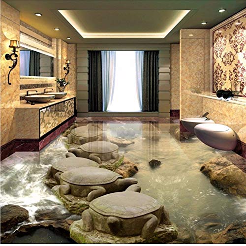 Preisvergleich Produktbild Lsfhb Steinwasserschildkröten Steinbrückenwohnzimmerbadezimmer 3D Wasserdichte Quadratische Studie Lobby Bodenbelag Wandgemälde-150X120Cm