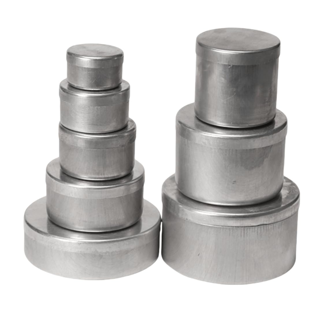 Juego de cajas de almacenamiento redondas de aluminio de 5 piezas: contenedores versátiles for pesaje y embalaje de muestras(100x 35mm)
