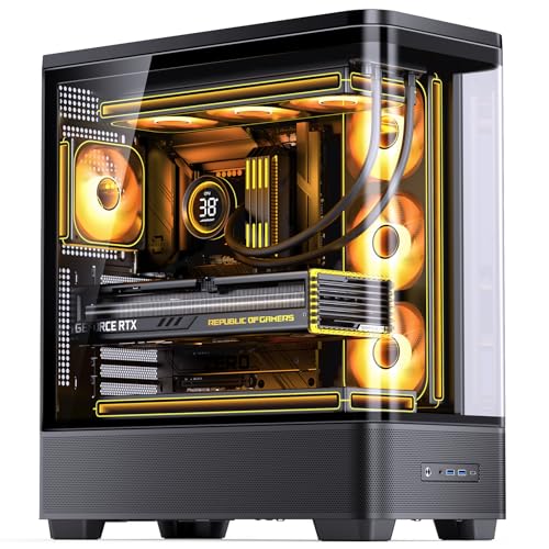 Image of JONSBO TK-5 Black ATX PC Case, Hyperbolic Ultra Wide Scene Back-Connect Desktop Case,10 Fan Positions,High Compatibility,Supports BTF MB,460mm GPU /360AIO /180mm Air Cooler,ATX PSU,Mid Tower Case Black