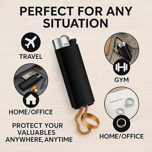 Image of IN SELECT Lighter Diversion Safe Stash, Hidden Storage Compartment Secret Compartment Container for Jewelry, Travel, Camping, and Everyday Carry (No spark, No flame) One piece in Black