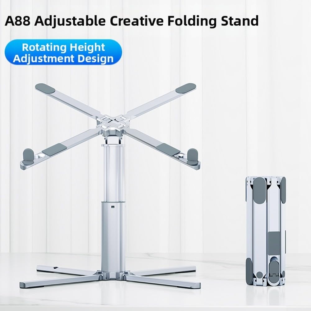 Hub USB C a 10 porte docking station per laptop con doppia Ethernet per lettore SD - Base girevole regolabile a 360° in lega di alluminio per configurazione a doppio monitor argento, 22 cm (staffa)