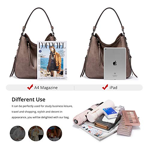 Image of Realer Hobo Crossbody Bags for Women Designer Faux Leather Hobo Handbags Retro Large Size Shoulder Bag Bucket Purse