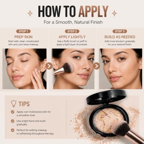 Image of Baked Pressed Powder, Matte Oil Control Setting Powder for Women Daily- 02 | Lightweight Pressed Face Powder with Soft-Focus Effect, Blendable Radiant Makeup Powder for Natural Everyday Look