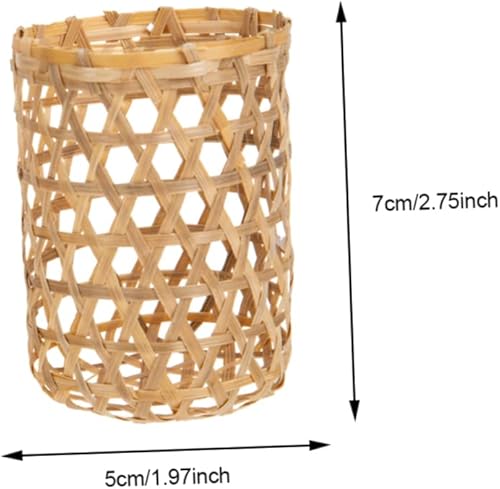 Miniatura 8 de BESTonZON 2 fundas de bambú para tazas de vidrio, decoración de vidrio, vaso de café, jarrón de ratán, centros de mesa de boda para mesas jarrones a