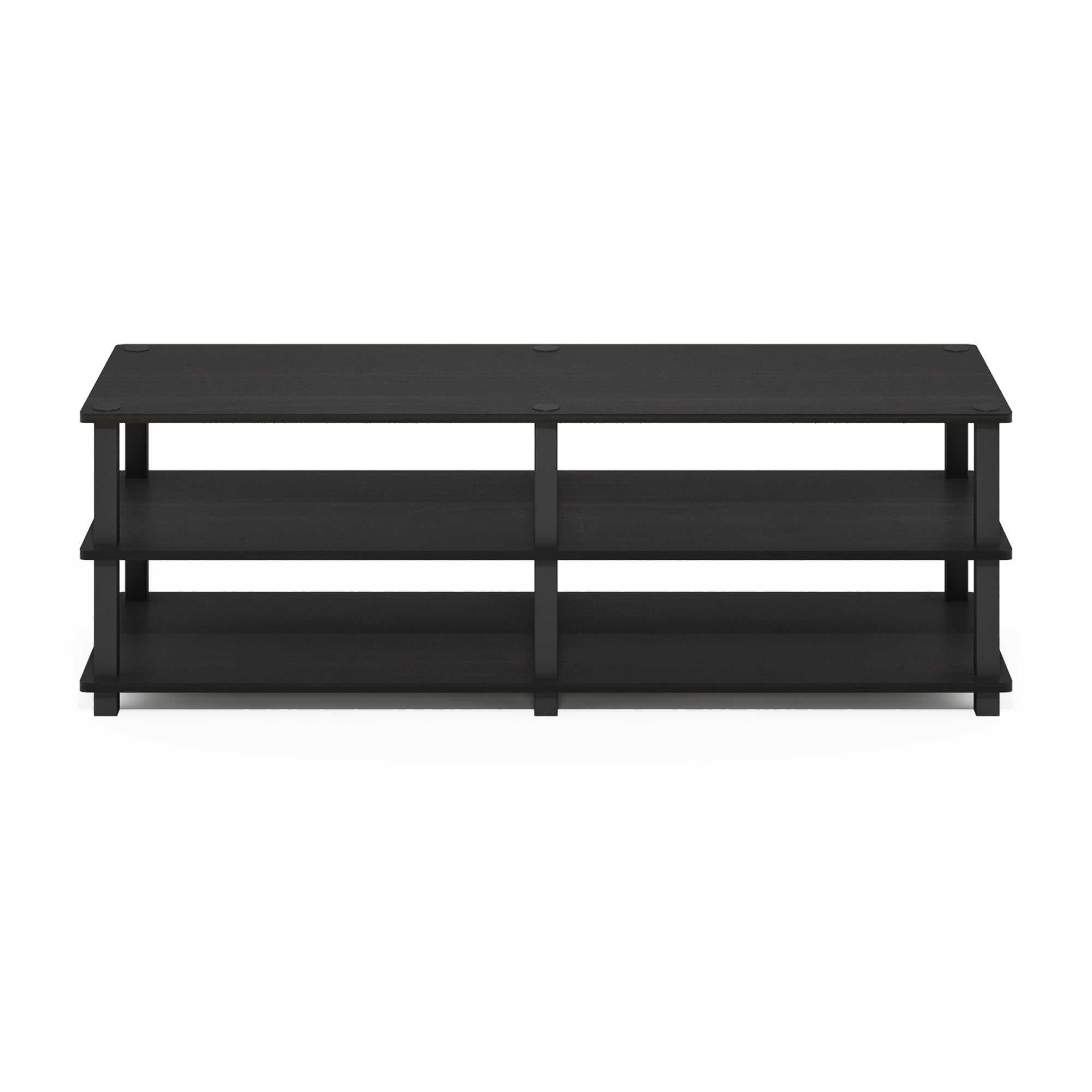 Furinno Turn-S-Tube Meubles TV No Tools à 3 Niveaux, Noir, Espresso et Black, One Size