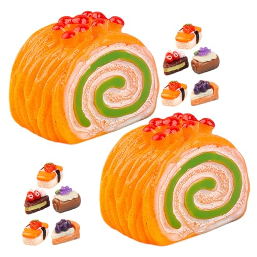 jojofuny 15個 ミニチュア フェイクデザート 立体果物ケーキモデル 軽量で耐変形 ドールハウス用ミニ装飾 アクセサリー 模擬スイーツ 小型リ