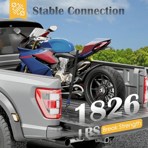 Ratchet Straps 4 Pack - 1,826 Lbs Break Strength 1 in x 15 Ft Medium Duty Ratchet Tie Down Straps with S Hooks Set for Truck, Cargo Van, Trailer, Motorcycle (Black) by Larnoxal - Image 7