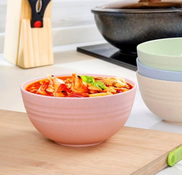 Miniatura 2 de Tazones de paja de trigo para cenapostreensalada, cuencos ligeros para fideos, aptos para lavavajillas y microondas, juegos de 8 piezas, sin BPA,