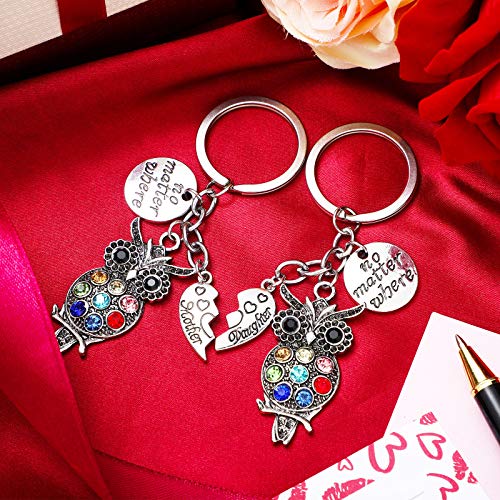 Hicarer 2 Pieces Heart Crystal Keychain For Mom Valentine's Day Presents Owl Keyring Key Chain For Mother's Day Birthday Expressing Love And Wishes #TOP2
