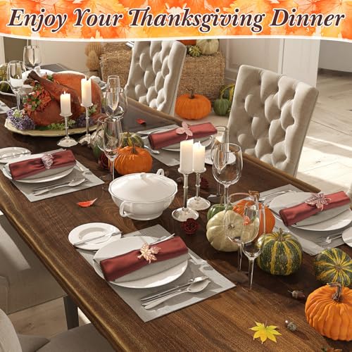 Remerry OY-REMERRY-1811 8 Pcs Thanksgiving Napkin Ring Harvest Fall Leaf Napkin Rings Pumpkin Napkin Ring Holders Retro Alloy Metal Napkin Ring Buckle thumb #3