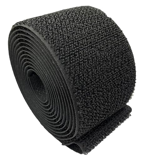 Hook and Loop Roll 6.5ft x 1inch Heavy Duty Reusable One Sided Hook and Loop for DIY Crafting (Black)