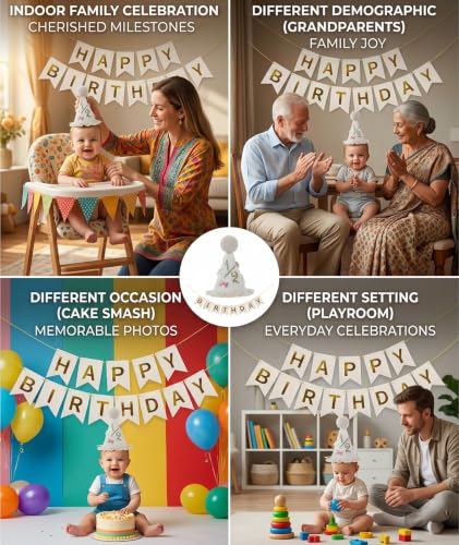 Image of piercing Half Birthday Decoration for kids, 1 /2 Birthday Decorations for kids, Half Way to One Decoration, Half Birthday Cap, Adorable Party Hat Milestone, Great for Photo Shoots