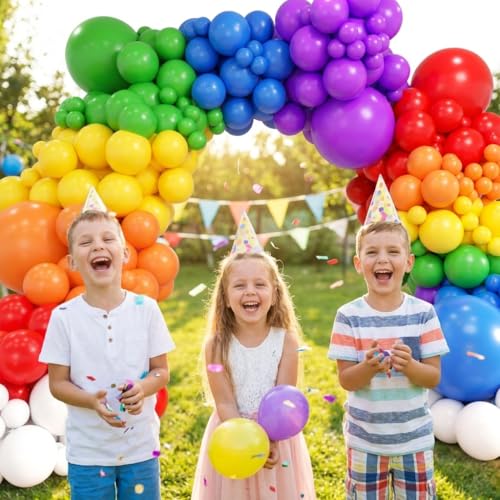 Image of Rainbow Balloon Arch Kit, 209Pcs Assorted Colorful 18 12 10 5 Inch, Different Sizes Party Balloon Garland Kit for Baby Shower, Birthday, Gender Reveal, Anniversary, Easter, Prom Decoration