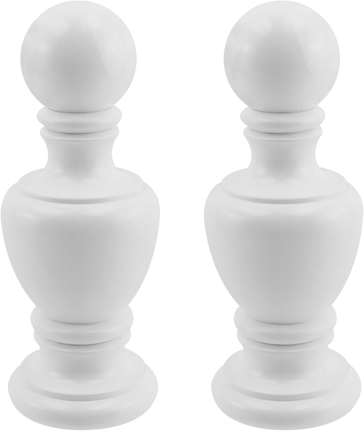 Dnyta 2 Pcs Decorative Wood Finials, 7.87" Tall x 2.95" Wide Solid Wood Bed Column Large Craft Wooden Finial for Home Deoration for Bed Post Finials Staircases Curtain Rod DIY Crafts, White