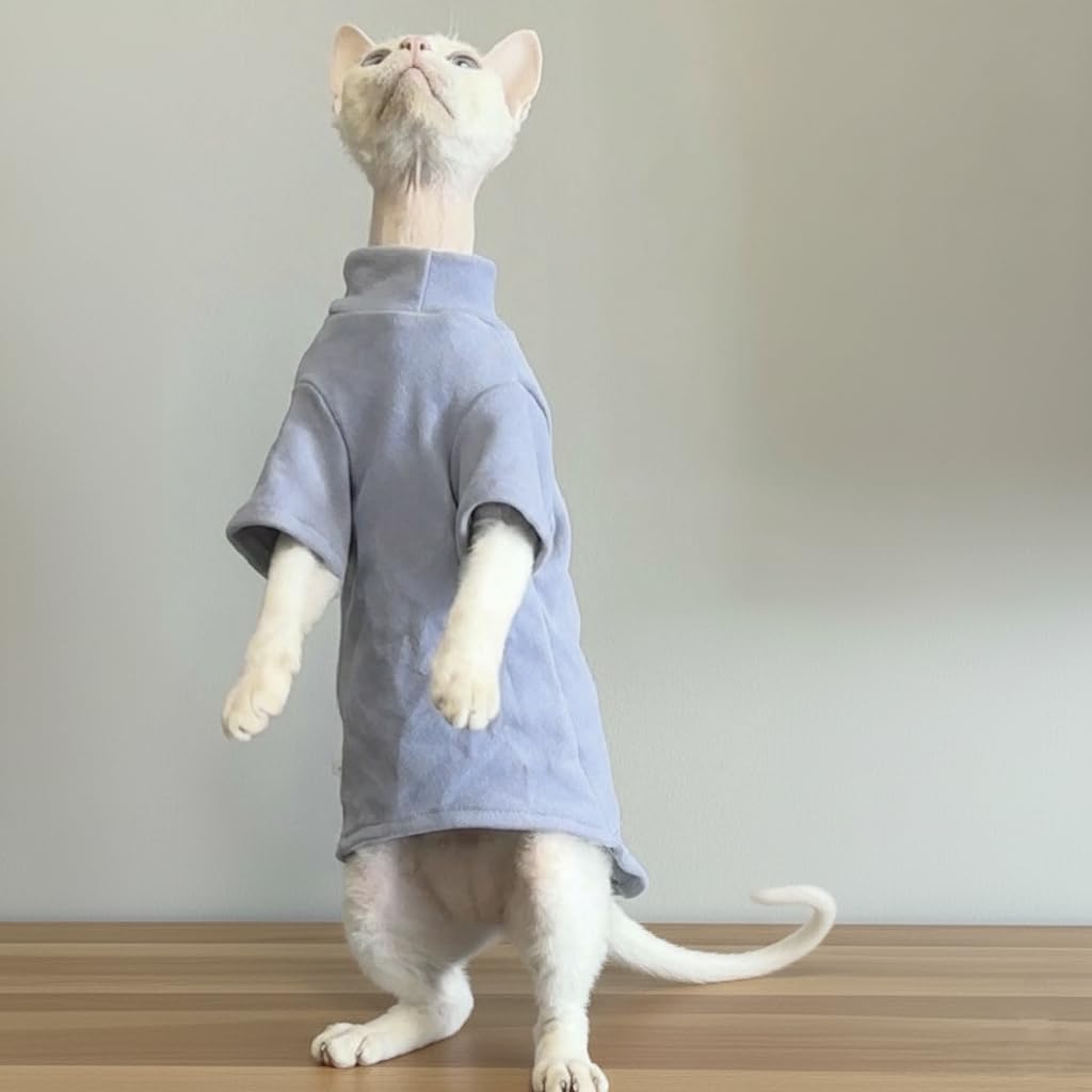 MOKATES cozy halloween cat jumpers for hairless cats - warm autumn and winter clothes for sphynx, devon rex & short-haired cats in solid colors, perfect cat costumes for the season-XS — image 1