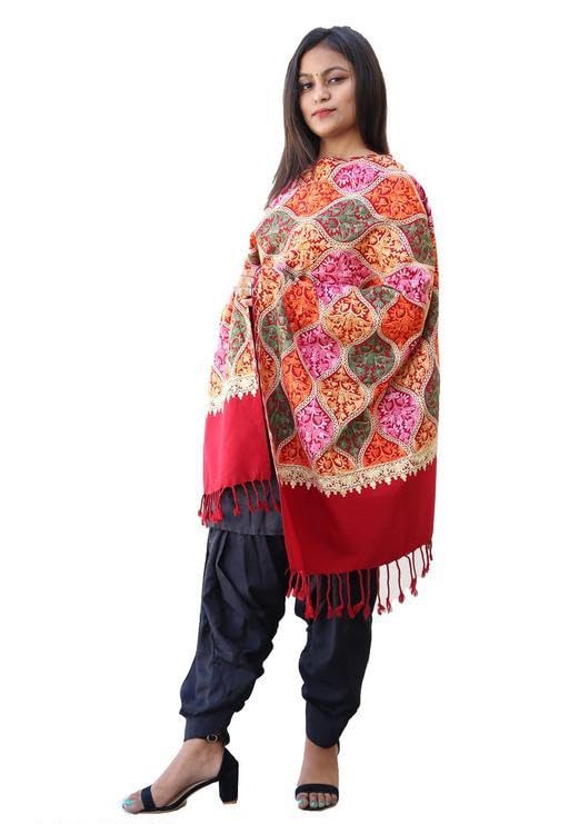WOMEN SHAWLS,SHAWLS FOR WOMEN, SHAWLS,STOLES, EMBROIDERY SHAWL FOR WOMEN,EMBROIDERY BORDER KASH AMR-P079-image-22