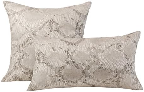 Huddleson Python Snake Print Linen Decorative Throw Pillow Cover, 12x21