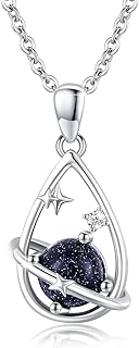 Universe Planet Necklace 925 Sterling Silver Water Drop Planet Necklace Palissandro Blue Planet Pendant Jewelry Gifts for Women Girls