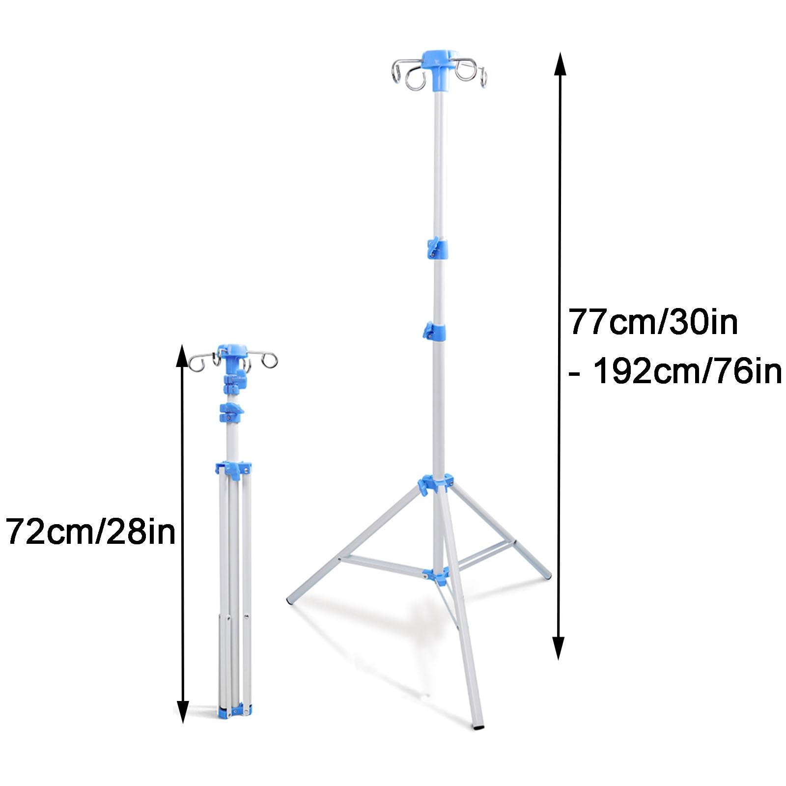 Poste de suero, Soporte portátil para Bolsa de Goteo con 4 Ganchos, Soporte Plegable para Poste, Postes de suero Plegables, portátiles para clínicas, atención domiciliaria, Viajes