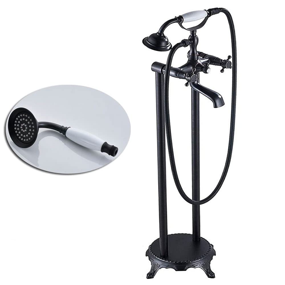 NGDFGR Brushed Nickel Bathtub Faucet Dual Handle Floor Mounted Tub Sink Mixer Faucet Brass Bathroom Bath Shower Set Tap,Brushed Nickel B,Black Bronze B