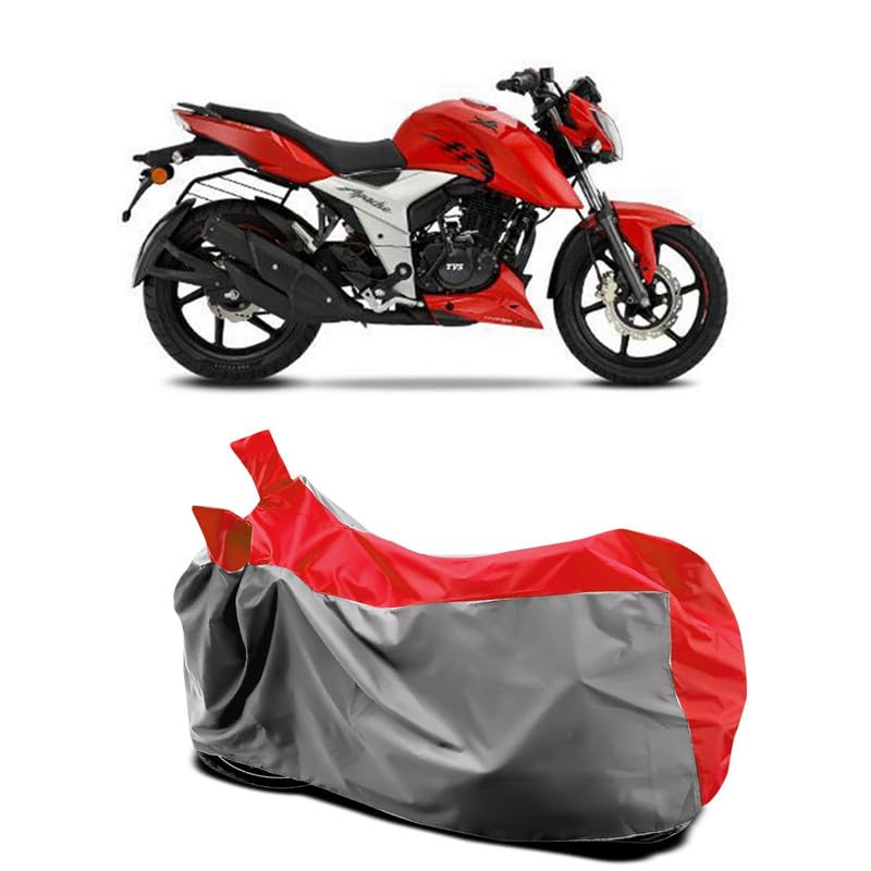 Image of DUFFEL-Two Wheeler Bike Body Cover Compatible for Tvs Apache RTR 160 4v Heat Protectio /UV-Rays /Birds Dropping /DustProof /Waterproof All Variants [Gray Red]