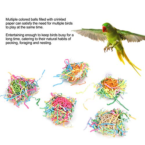 Pssopp Parrot Shredding Toys Paper Strips Bird Chew Toy Rattan Ball Bird Shredders Toy Foraging Hanging Toy for Parrot Budgie Parakeet Cockatiel Conure Swings - Image 4