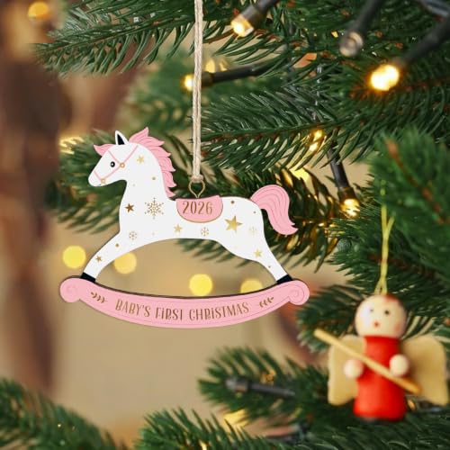 WhatSign Baby's First Christmas Ornament 2026 - Pink Wooden Newborn Girl Christmas Tree Decoration Keepsake - image 7