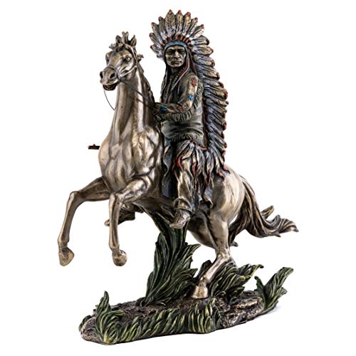 Estatua Chief Sitting Bull a Caballo 10.75 in Bronce miniatura 2