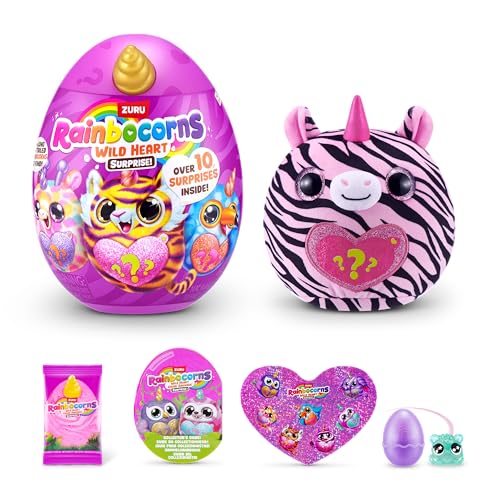 Rainbocorns Wild Heart Surprise (Zebra) de ZURU – Peluche Coleccionable con Sorpresas, Huevo Misterioso para Niñas y Niños 3+