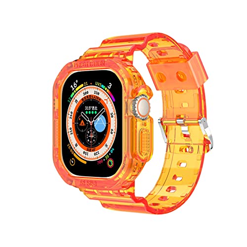 VeveXiao Coque avec Bracelet Compatible avec Apple Watch Ultra 49mm avec Coque, Coque de Protection Robuste avec Bandes pour iWatch Ultra 49mm (49mm, Orange)