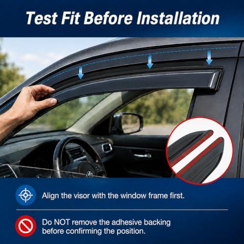 Image of Nilight Tape-On Rain Guards for Dodge Ram 1500 Quad Cab 2002-2008, 4PCS