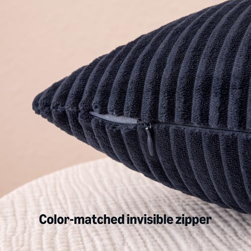 Amazon Basics Corduroy Throw Pillow Covers, 2-Pack, 16" x 16", Navy Blue - image 5