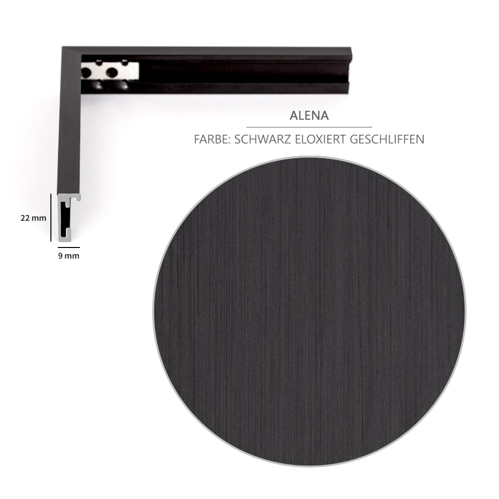 Haak HaakDesign schmaler Bilderrahmen Alena Aluminium Alubilderrahmen 80 x 120 cm Schwarz (matt) Fotorahmen, Geschenkidee