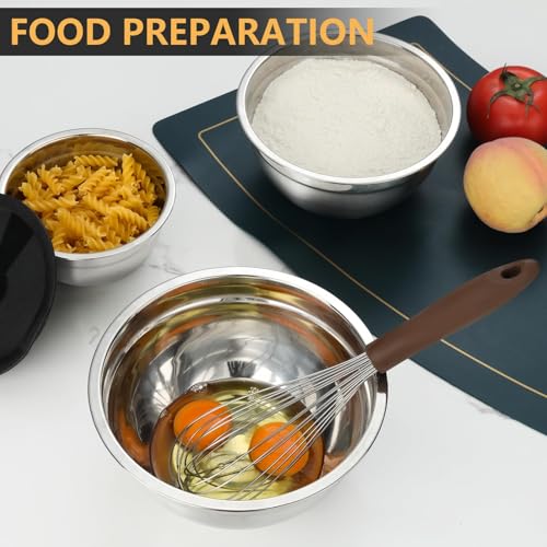 Image of hunnycook 7 Piece Mixing Bowl Set, Mixing Bowls with Lid, Stainless Steel Mixing Bowls for Baking, Size 0.7, 1.1, 1.5, 2.1, 3.5, 4, 4.5QT, Baking Bowl for Food Preparation, Mixing and Serving Foods
