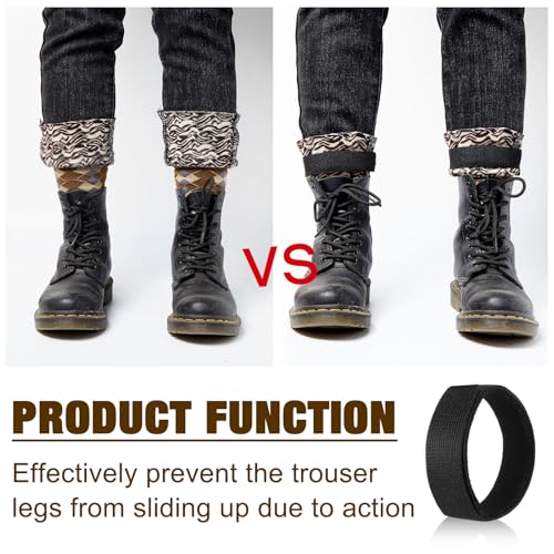 Image of JaGely 2 Pairs Black Boot Blousers Elastic Boot Straps Bands Blousing Straps Ankle Hook and Loop for Hunting Hiking Cycling