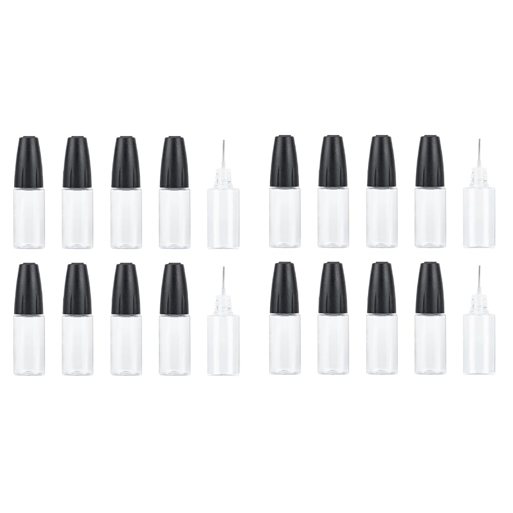 Fuhjythy 20Pcs Precision Tip Applicator Bottles, 10Ml/0.34Oz Dispensing Needle Bottle PET Empty Glue Bottle with Sealing Cap Easy Install Easy to Use