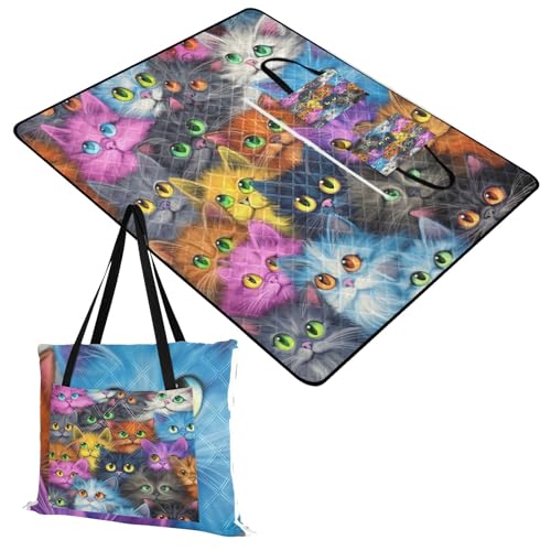 FLildon Cute Cats Picnic Blankets - Extra Large Waterproof Foldable