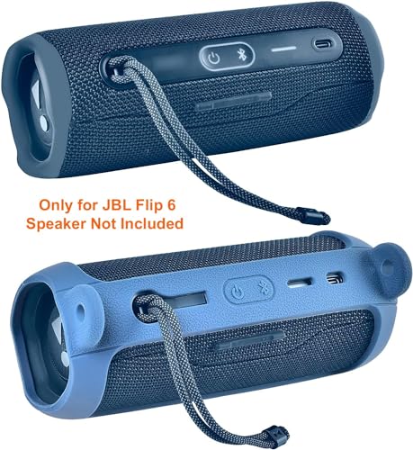 Image of VERTUS Carrying Case for JBL Flip 6 || Silicone Case Cover for Jbl Flip 6 Speaker, with Shoulder Strap, Waterproof, Shockproof Features (Blue)