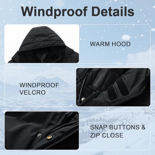 Image of Men's Long Padded Jacket Winter Hooded Coat Puffer Windproof Parka