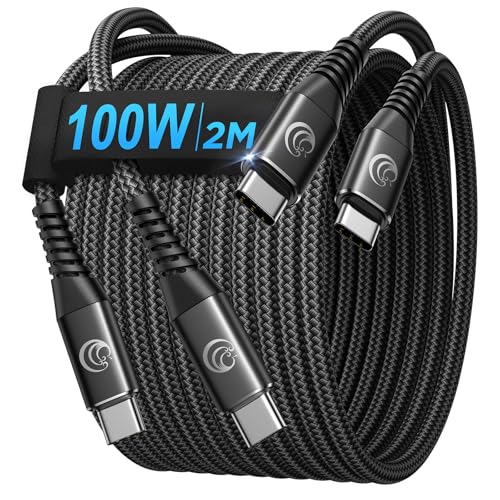 USB C auf USB C Kabel [ 2St&uuml;ck 2M+2M ] 100W Ladekabel USBC PD 5A Schnellladekabel Nylon USB Typ C ladekabel f&uuml;r iPhone 17 16 15 Pro Max Samsung Galaxy S25 S24 Handyladekabel iPad MacBook Pixel Switch