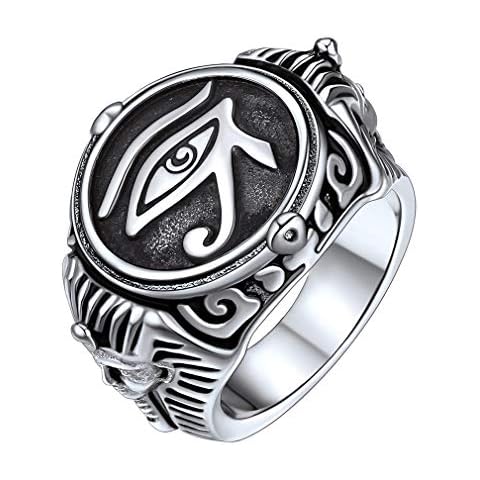 FaithHeart Herren Fingerring Horus Auge Ring Edelstahl Heiliger Bandring Siegelring mit geschenkebox für Vatertag Muttertag Cover