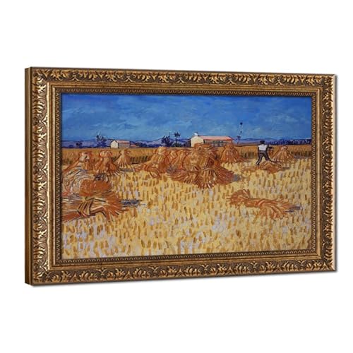 Impression sur toile Van Gogh récolte de maïs en Provence cadre suspendu toile 30x45 cm