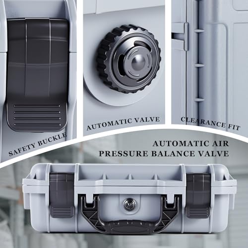 Image of Relaxweex 1 Pcs Waterproof Hard Case with DIY Customizable Foam Insert Portable Protective Case with Knife for Camera Drones Equipments Tools Test Instruments(Gray,11.3 x 8.7 x 4.2 Inch)