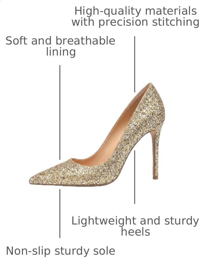 Image of Eldof Women's Classic Dress Pumps Shoes, Sexy Pointed Toe 4 inch Stiletto High Heels, Office Formal Slip On Size 5-13