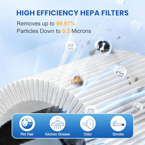 Image of MK06 MK01 True HEPA Replacement Filter for AROEVE MK01 MK06, FreAire KN6391, Kloudi DH-JH01,ToLife TZ-K1, POMORON MJ001H, Intelabe EPI080 /EP1080, Elechomes EPI081 /EP1081 Air Cleaner Purifier,4 Pack